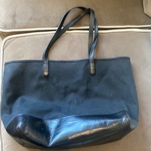 Mansur Gavriel Canvas Leather Tote Bag - black